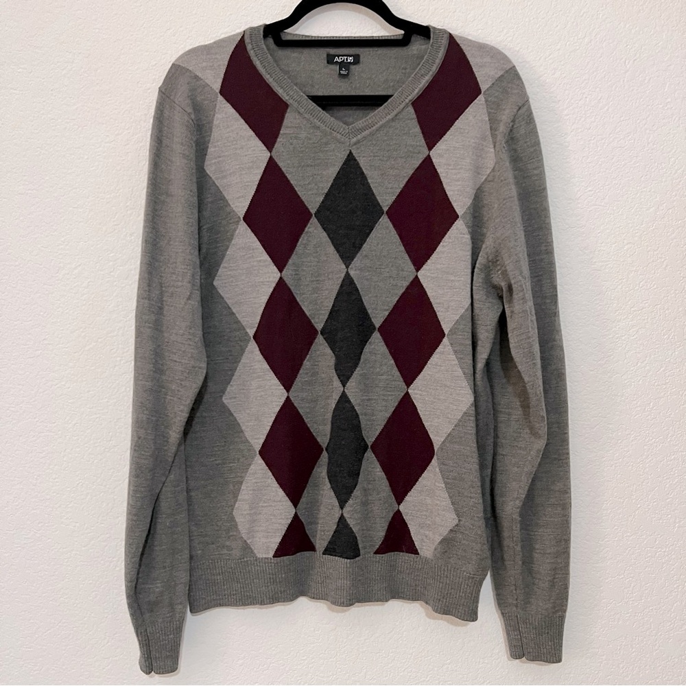 Men’s Apt. 9 Gray Argyle Print Sweater